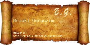 Briski Geraszim névjegykártya